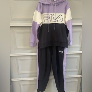 Fila Lavender and Black Hoodie Set